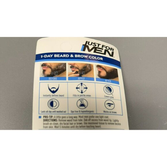 Two Just For Men 1-Day Beard and Brow Color Black Brush-In Wash-Out For Thicker - Picture 3 of 4